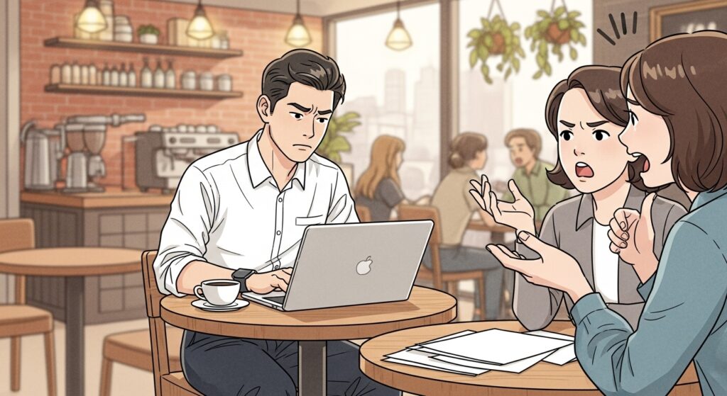 騒がしいカフェ