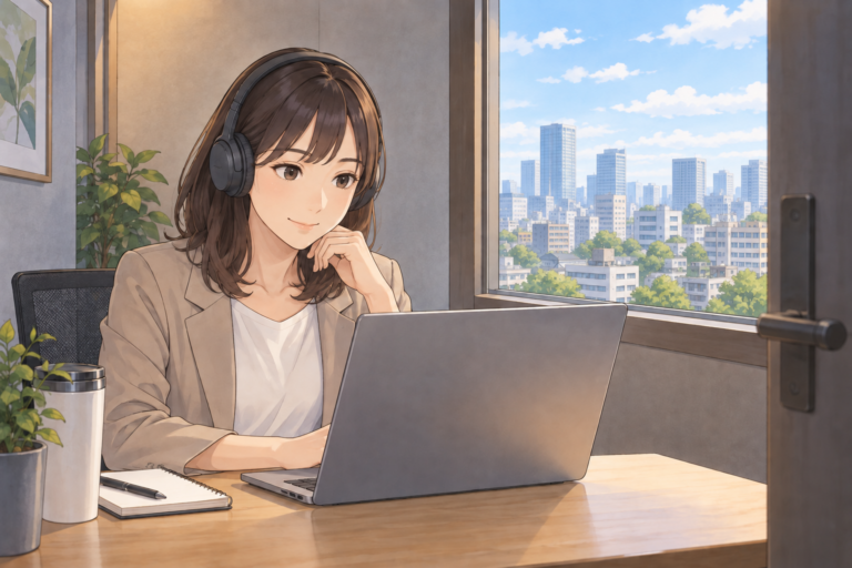 テレワークをする女性